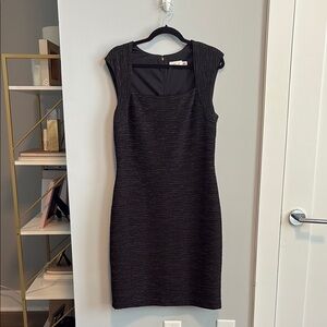 Eliza J Black Square Neck Sheath Mini Shimmer Dress